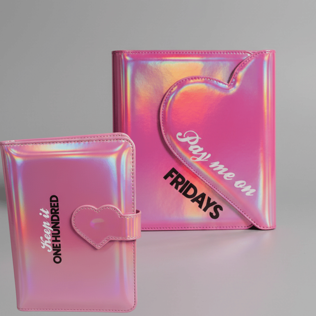 Best selling savings binder bundle in pink with Pay Me On Friday and Keep It 100 from Baddies and Budgets