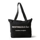 black canvas tote that reads “RESTING Rich Face.” from Baddies & Budgets